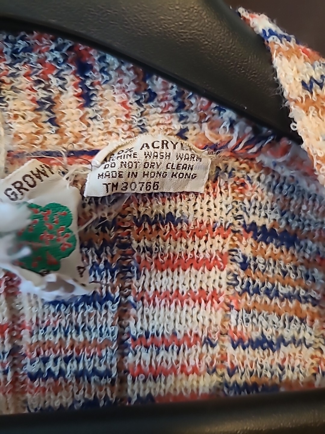 70s Organically Grown Sweater Arpeja Medium Colorful Knit Cardigan Red Blue
