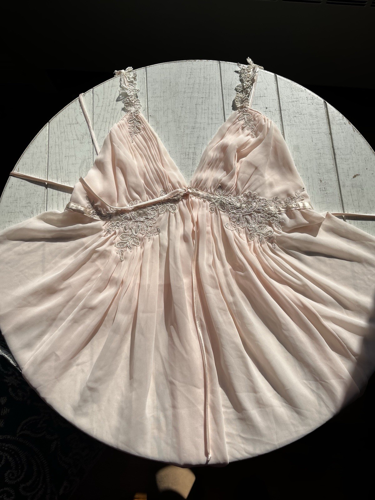 Vintage Jon quil By Diane Samandi Pink Bridal Teddy Dress WLace Details Sz Large