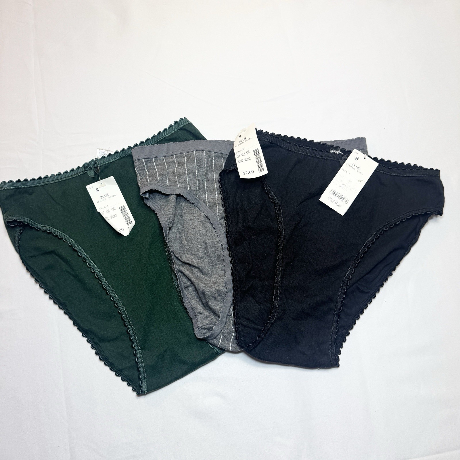 Vintage Fashion Bug High Cut Bikini Panties Size 8 Plus 90s 100% Cotton NOS X3