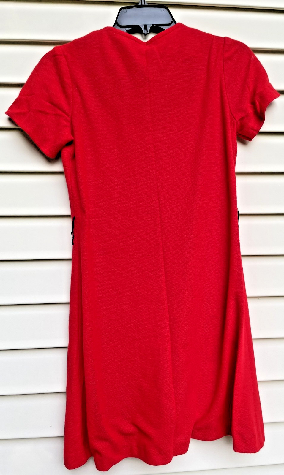 Vintage 1970s Mod Women’s Navy & Red Shift Dress with Gold Buttons
