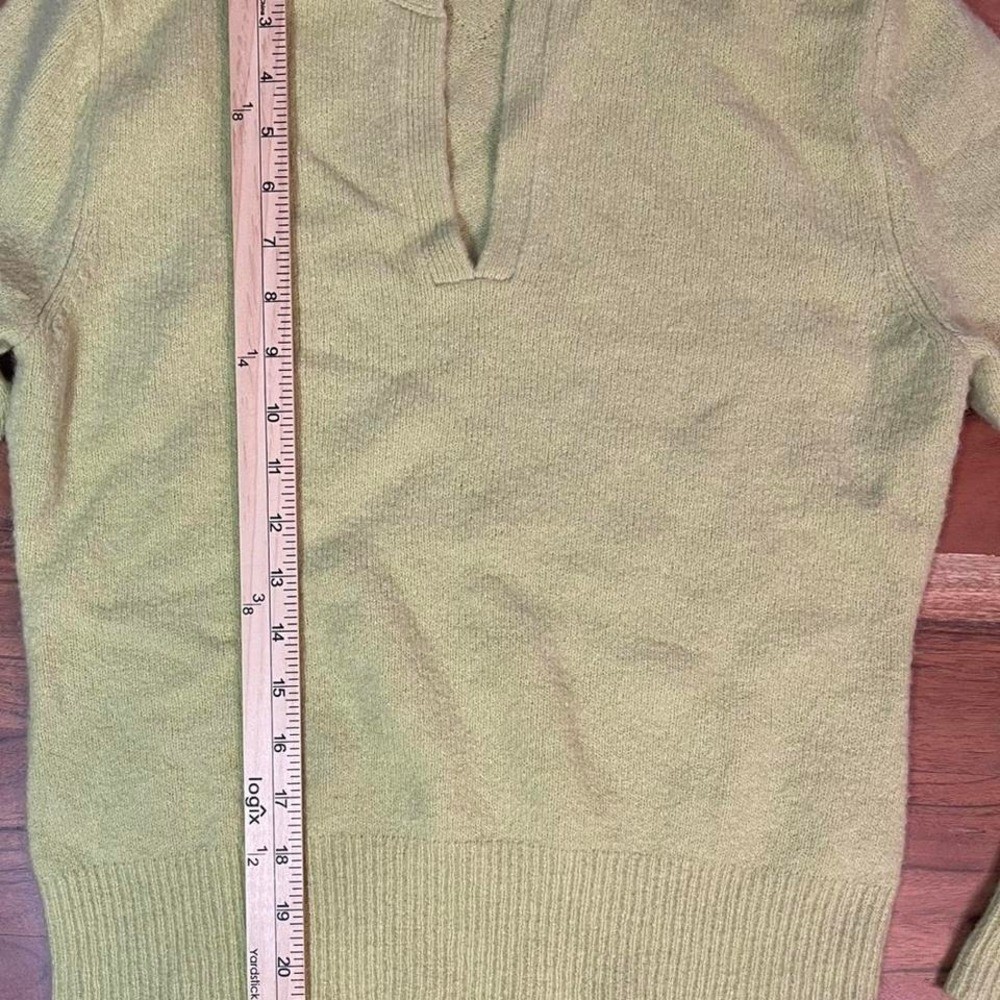 Mossimo Lime Green Wool Blend Split Neck Fuzzy Sweater Chartreuse Vintage M