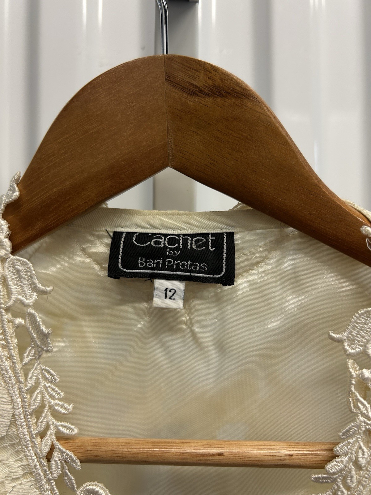 Vintage 80s Cachet by Bari Protas Ivory Fitted Lace Jacket Women’s Sz 12/M