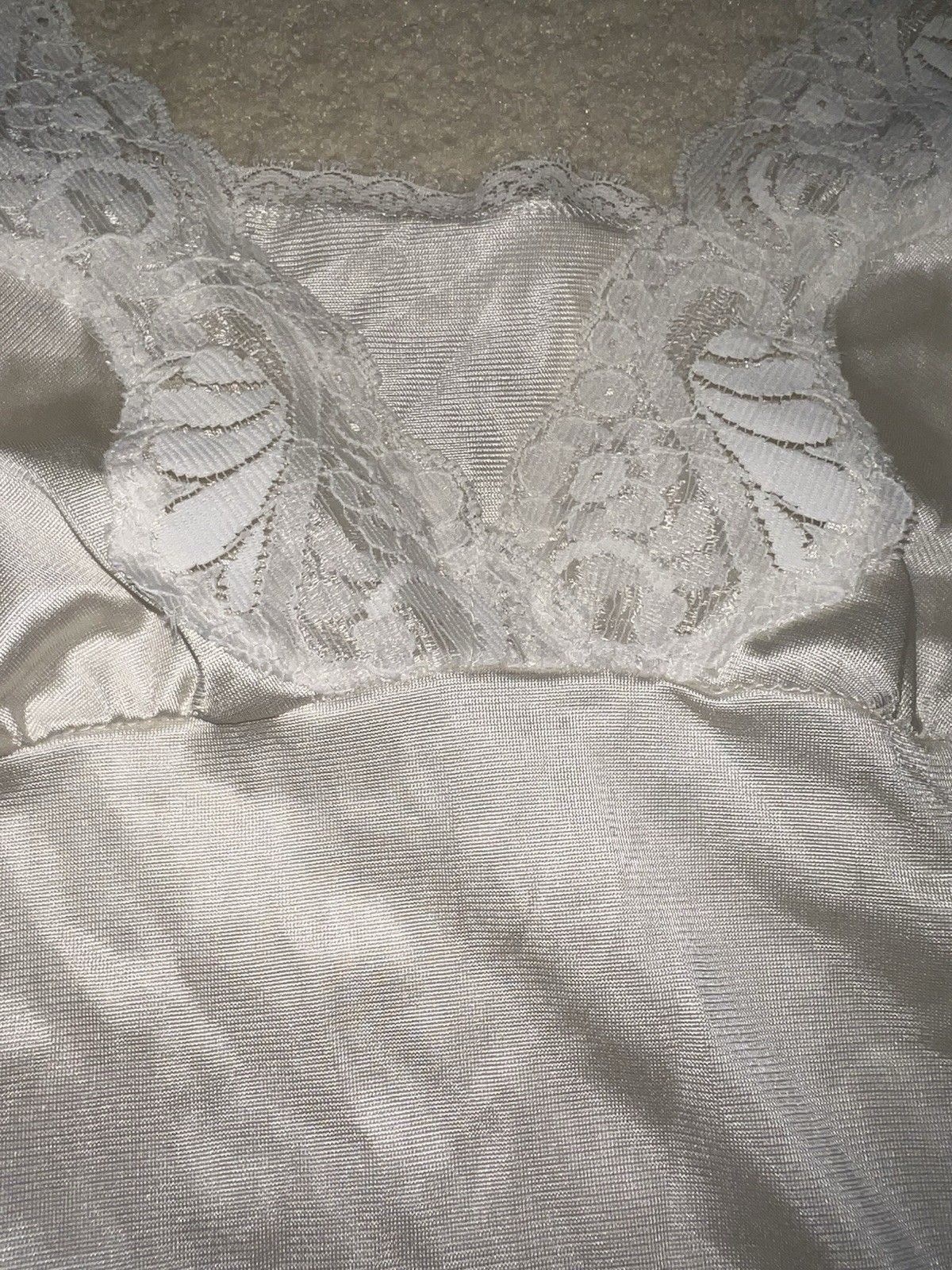 Vtg 70s Maidenform Satin Lace Camisole Ivory Cami ILGWU Union Made USA M L 10 12