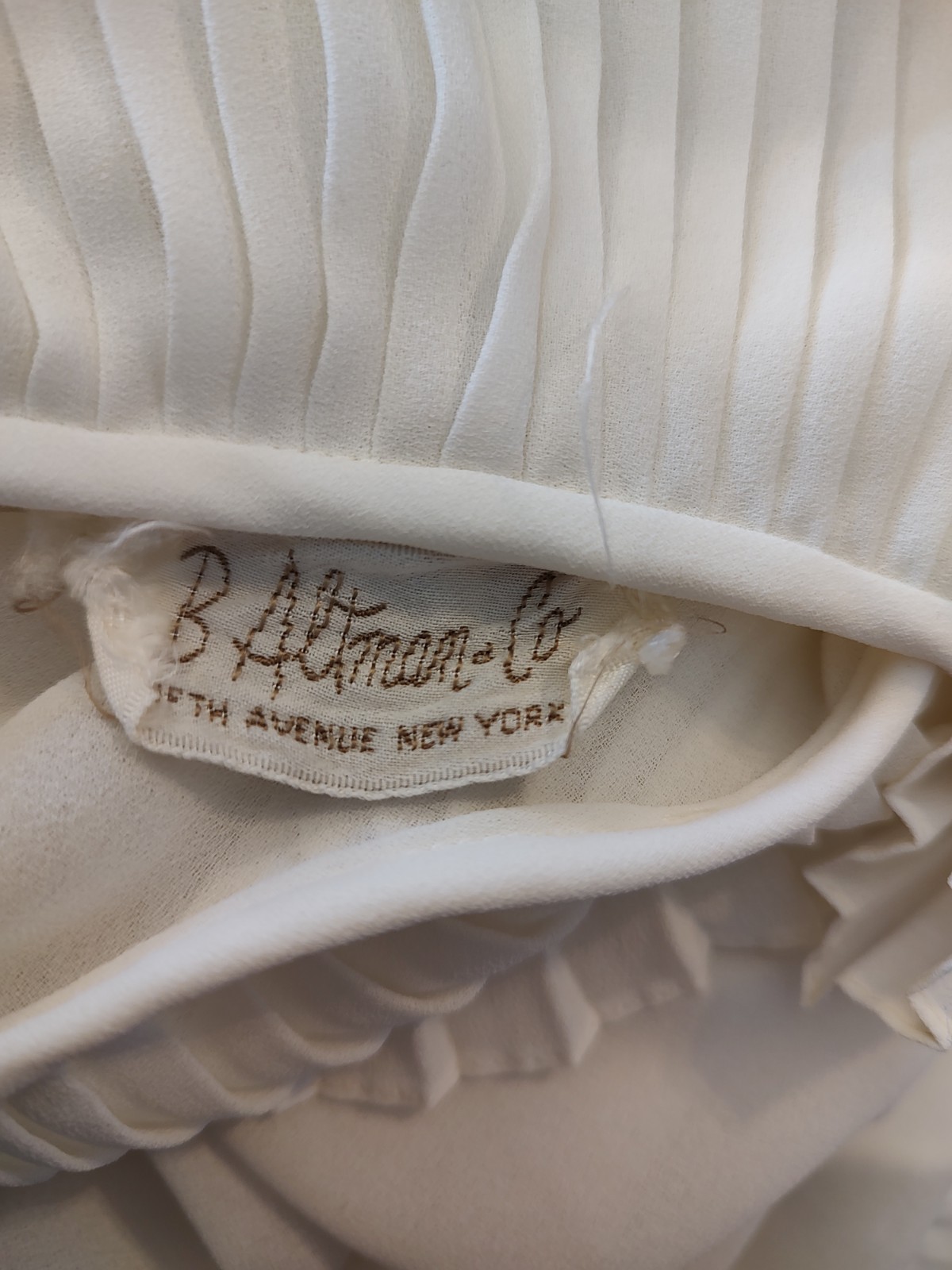 Vintage 70’s B Altman Top Wrap Blouse Sheer White Crepe Pleat Ruffle Poet Sz L