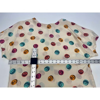 Vintage 1980s Silk Trompe L’Oeil Colorful Blouse Top M/L
