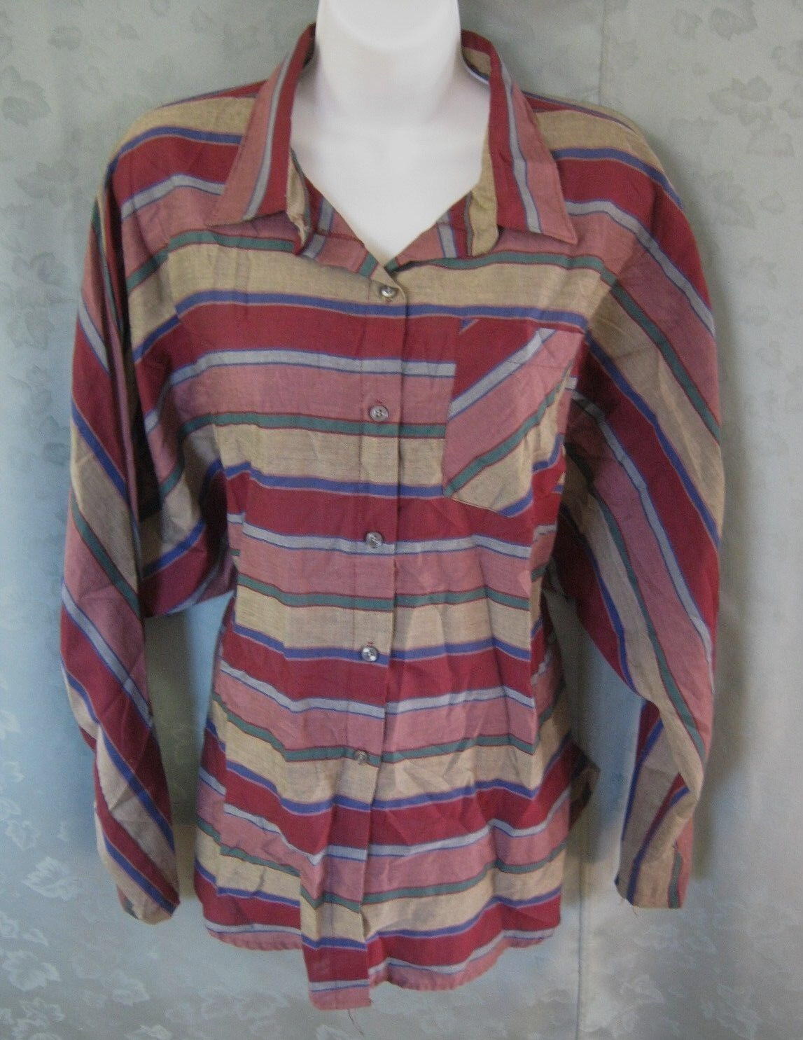Vintage 70’s Lady Oak Hill Shirt Size XL Dolman Sleeves Striped