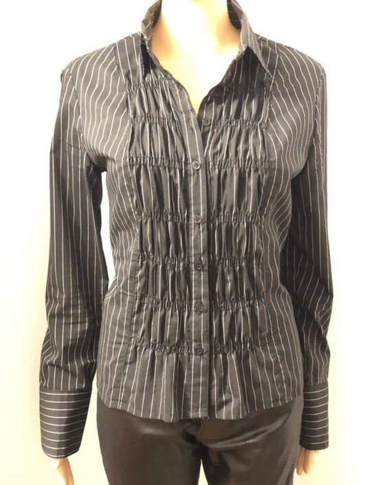 Vintage 90’s Heart Moon Star Smocked Front Button Up Striped Shirt