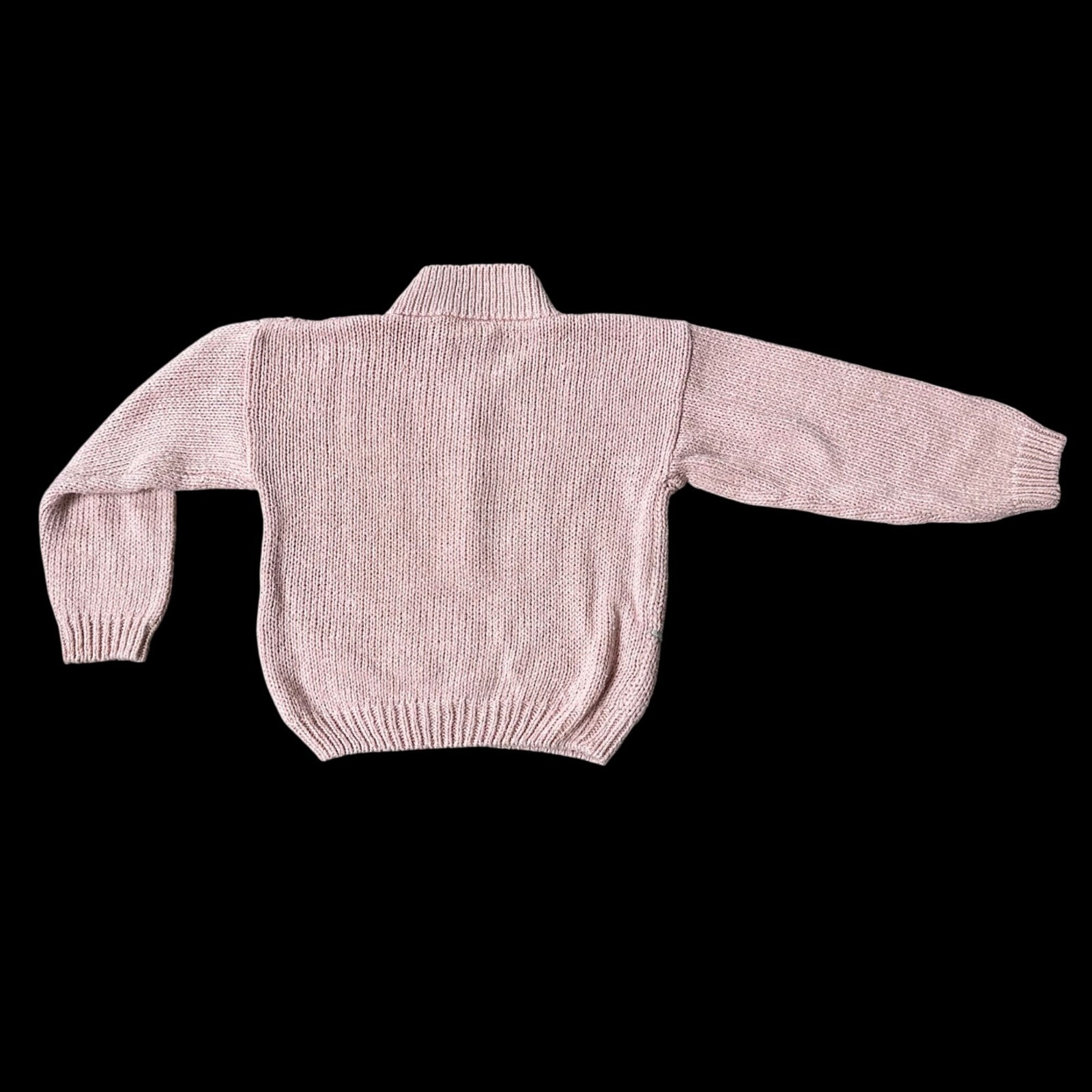 Vintage Pink Cable Knit Sweater Small Currants Hand Loomed Cottage 1980s Korea