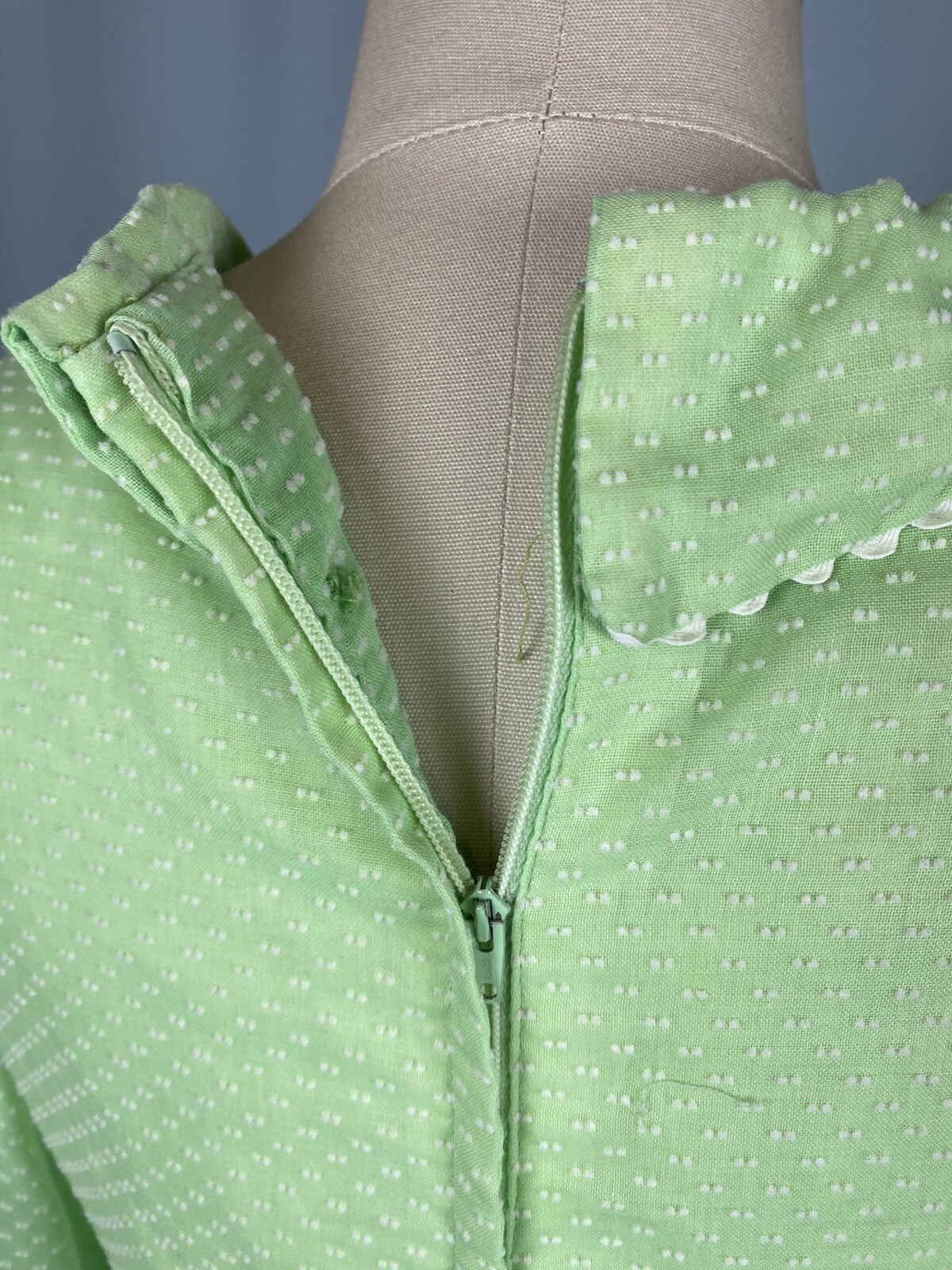Vintage Dress CANDI JONES Size 7 lime green boho prairie maxi 60s 70s Cottage