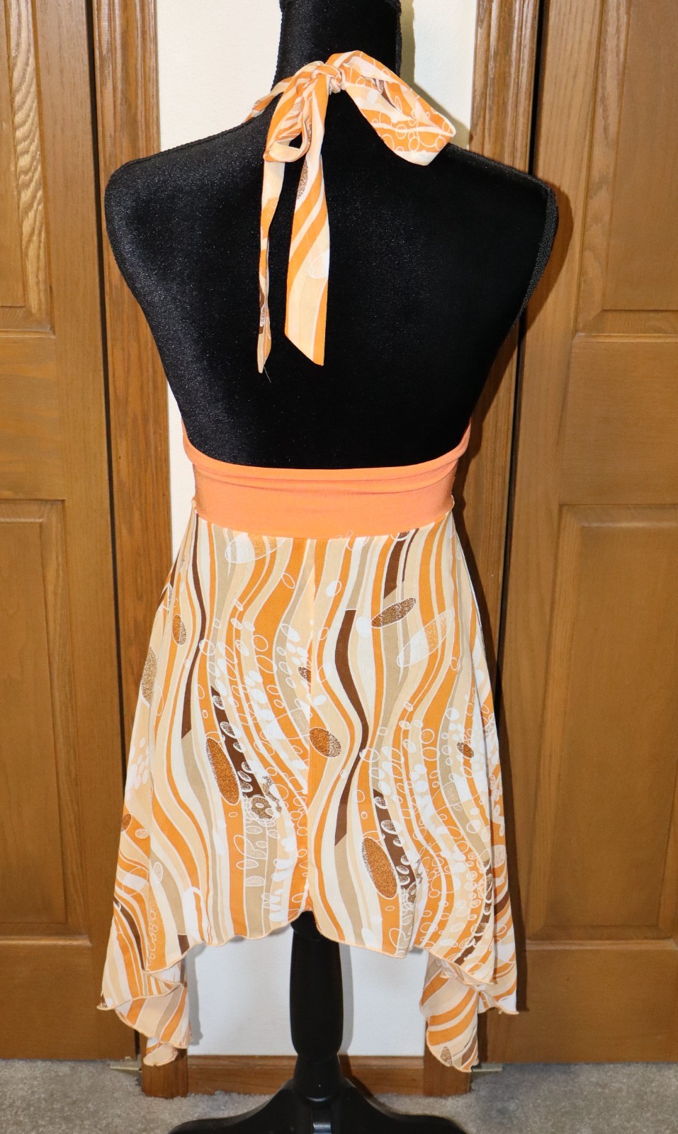 VTG Halter Dress LULY K NYC SMALL Mod GoGo Hippie Boho