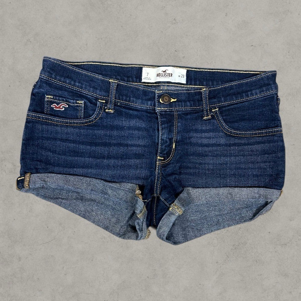 Hollister Denim Shorts Womens 7 Blue Y2K Mini Micro Thigh High Grunge Girlie 00s