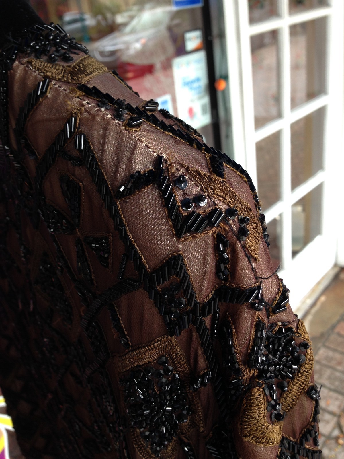VINTAGE ELABORATE BLACK BEADED & EMBROIDERED SILK JACKET XXL