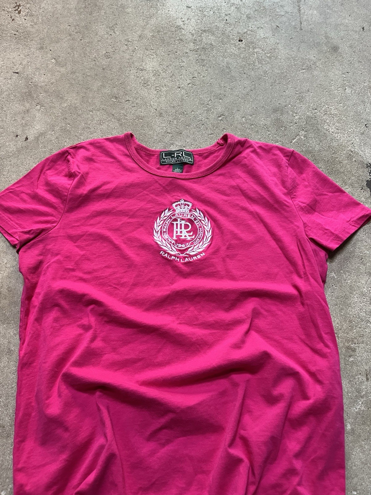 Vintage 2000s Y2K Ralph Lauren Active LRL Polo Embroidered Pink Shirt Sz L