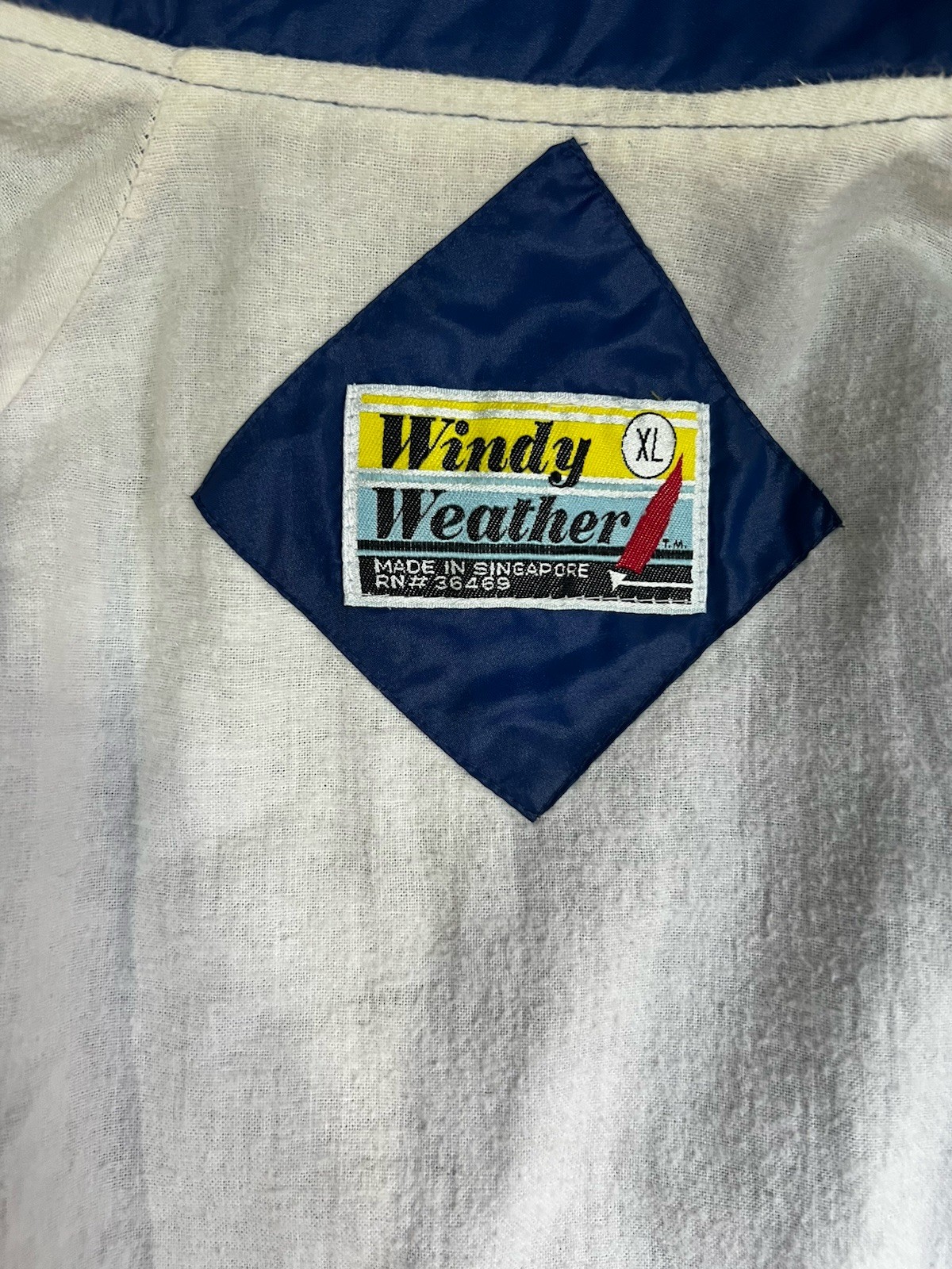 Vintage Windy Weather Coach Jacket XL Blue Nylon Flannel Lined Made in Singapore