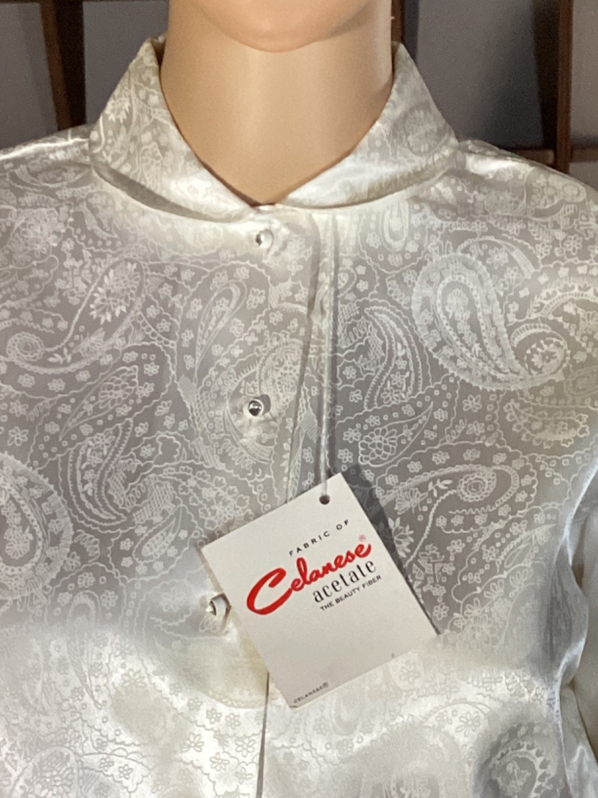 Vintage 1950’s Diana Exclusive Acetate Deadstock NOS Paisly Blouse Sz 34