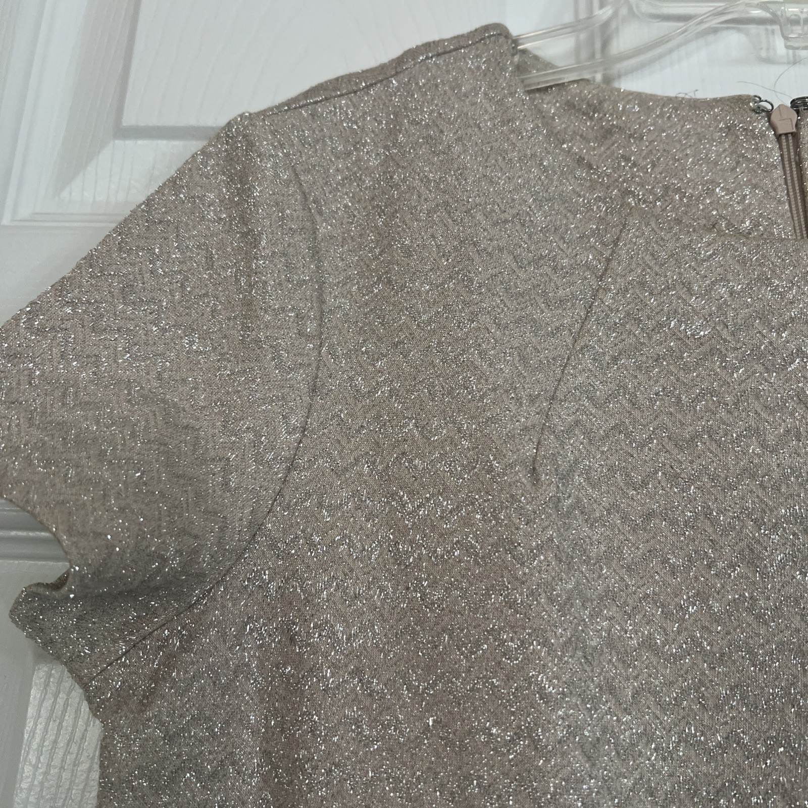 Vintage Mango Silver And Cream Metallic Top Short Sleeve Crew Neck XS/Small