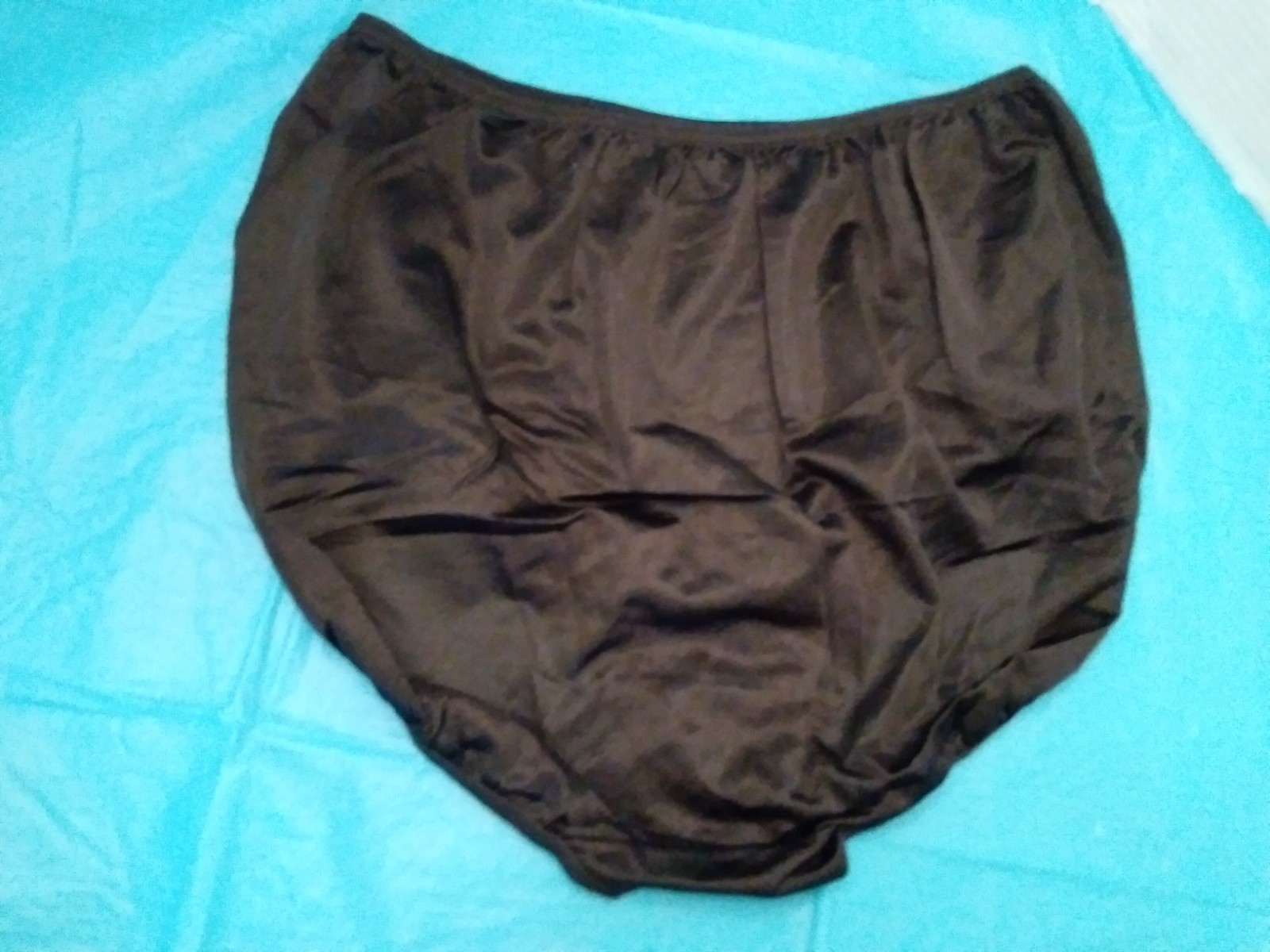 Panties 100% Nylon Silky Sissy Grannie Size 11 Black Full Brief