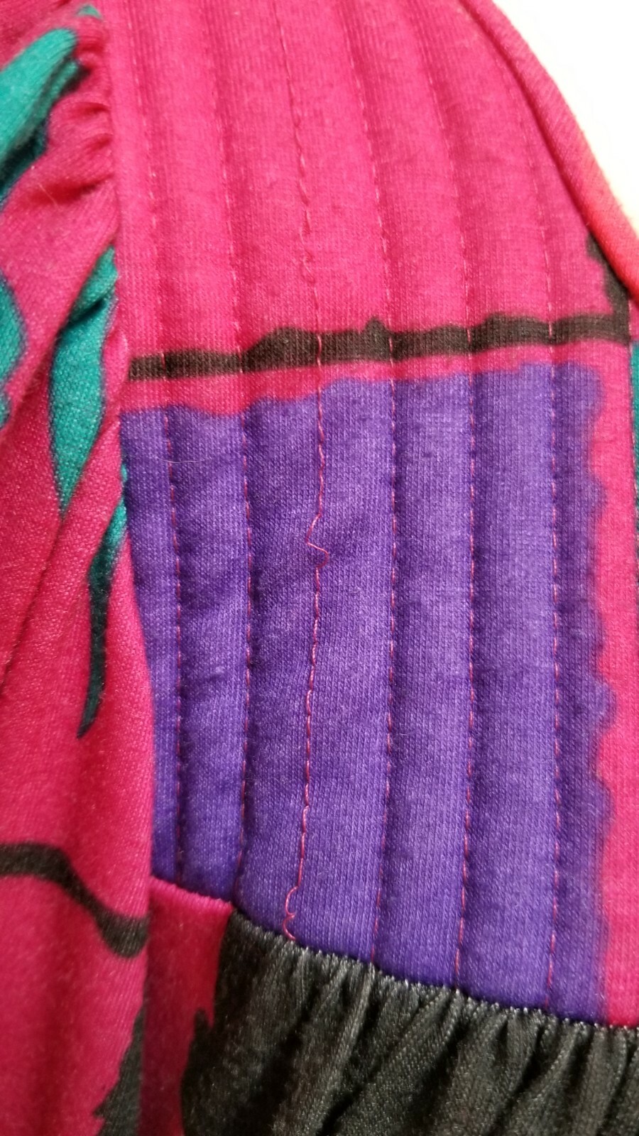 Vintage Pink Purple Turquoise Black Knit Nightgown Lounge Dress – Size M