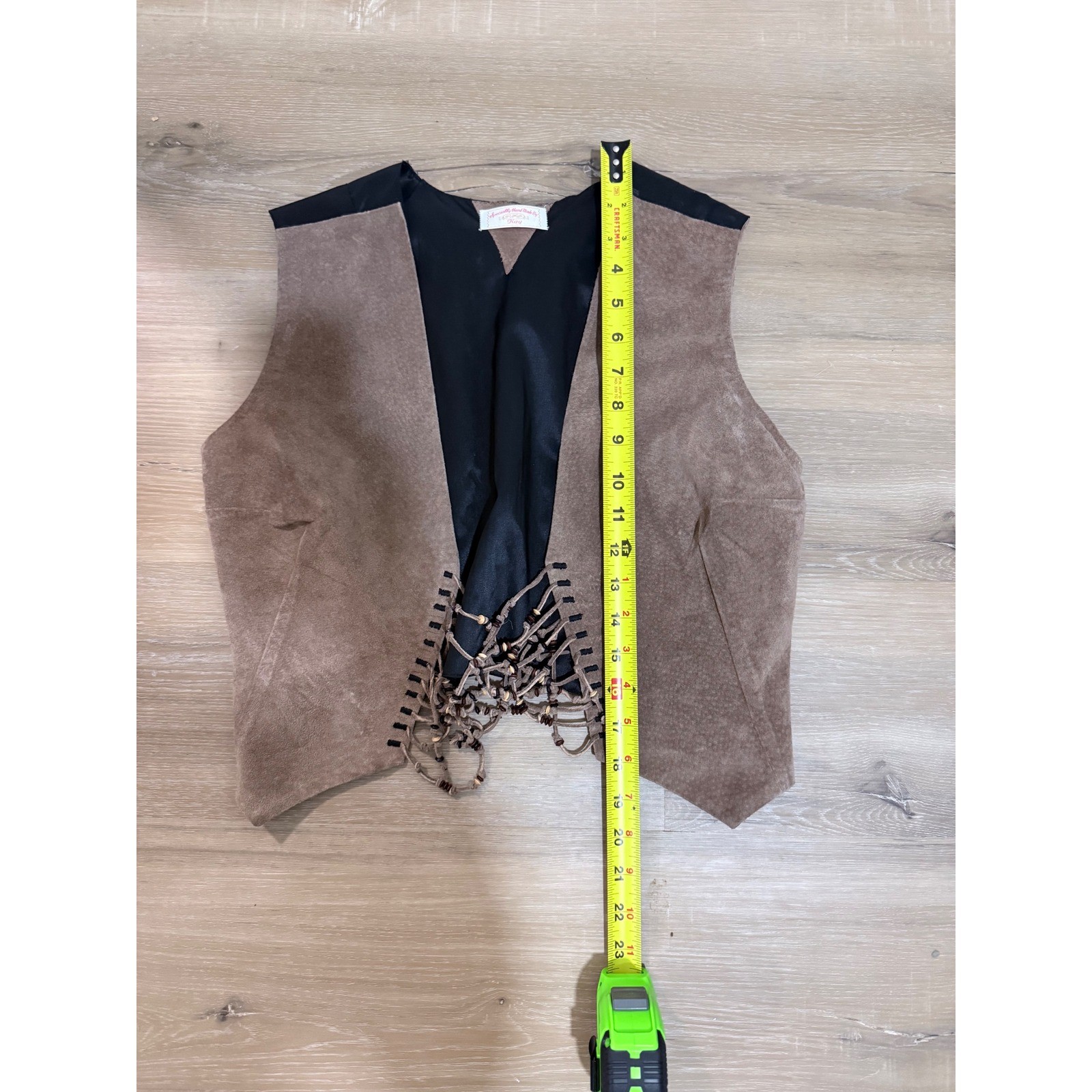 Handmade Suede Leather Vest Beaded Fringe | Western Boho Festival Vintage