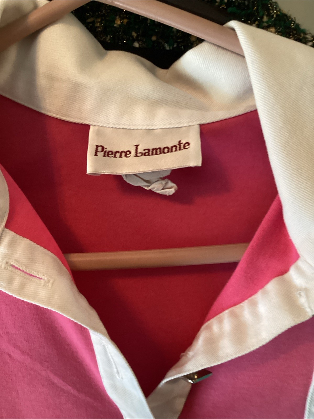 VTG Pierre Lamonte 80’s-90’s Blouse Pink And Green 2 Button Sz M