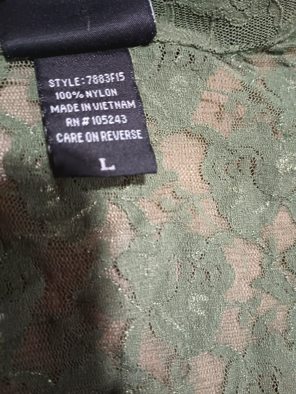 Vtg Y2K JKLA CALIFORNIA Olive Army Green Stretch Rose Floral Lace Sheer Top L