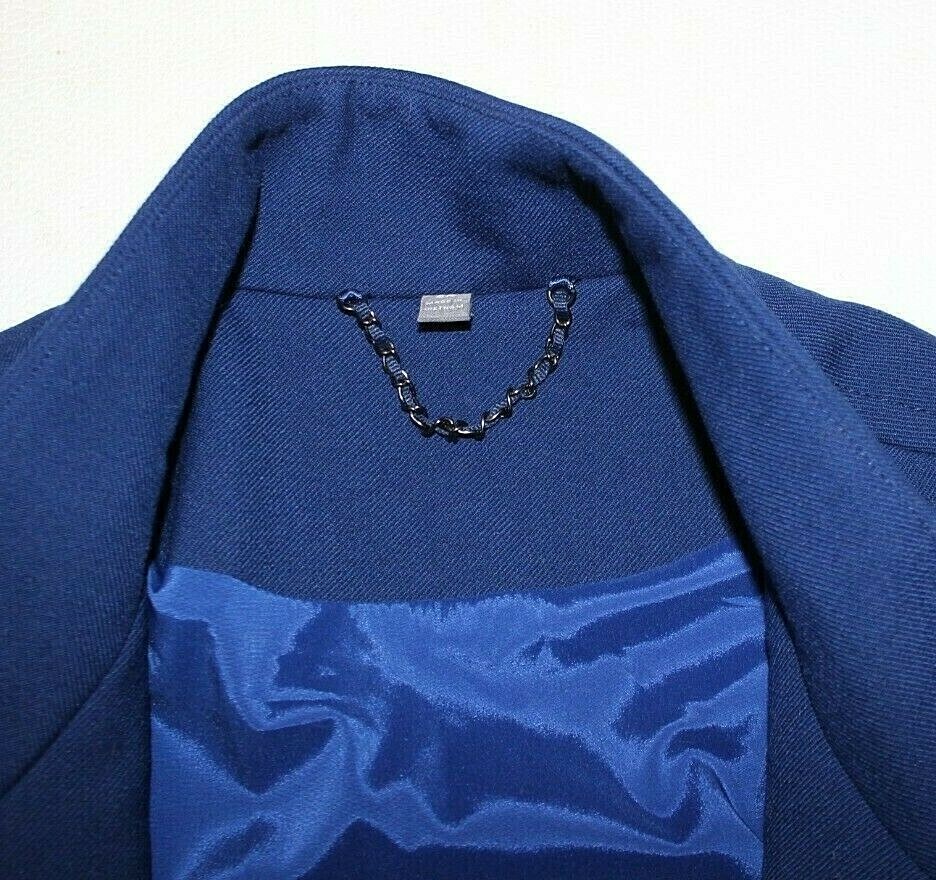 Vintage AA American Airlines Blue Flight Attendant Coat Pockets Heavy Wool Zip 6