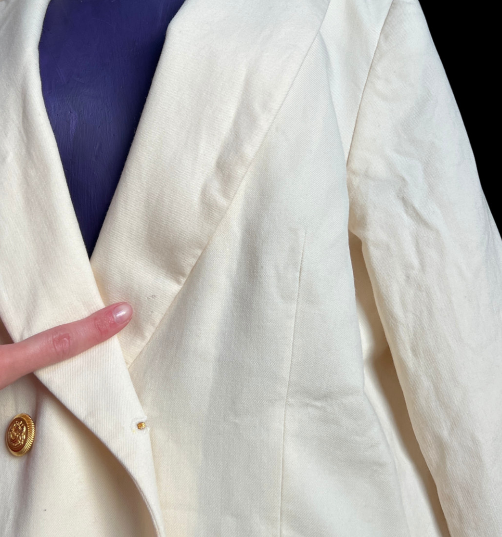 1980s Ivory White Wool Pendleton Double-Breasted Blazer 16b Old Money Preppy