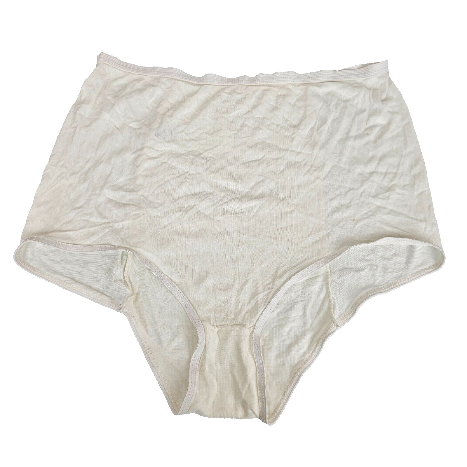 Vintage Sissy White Granny Panties Semi Sheer Hi Waist 100% acetate