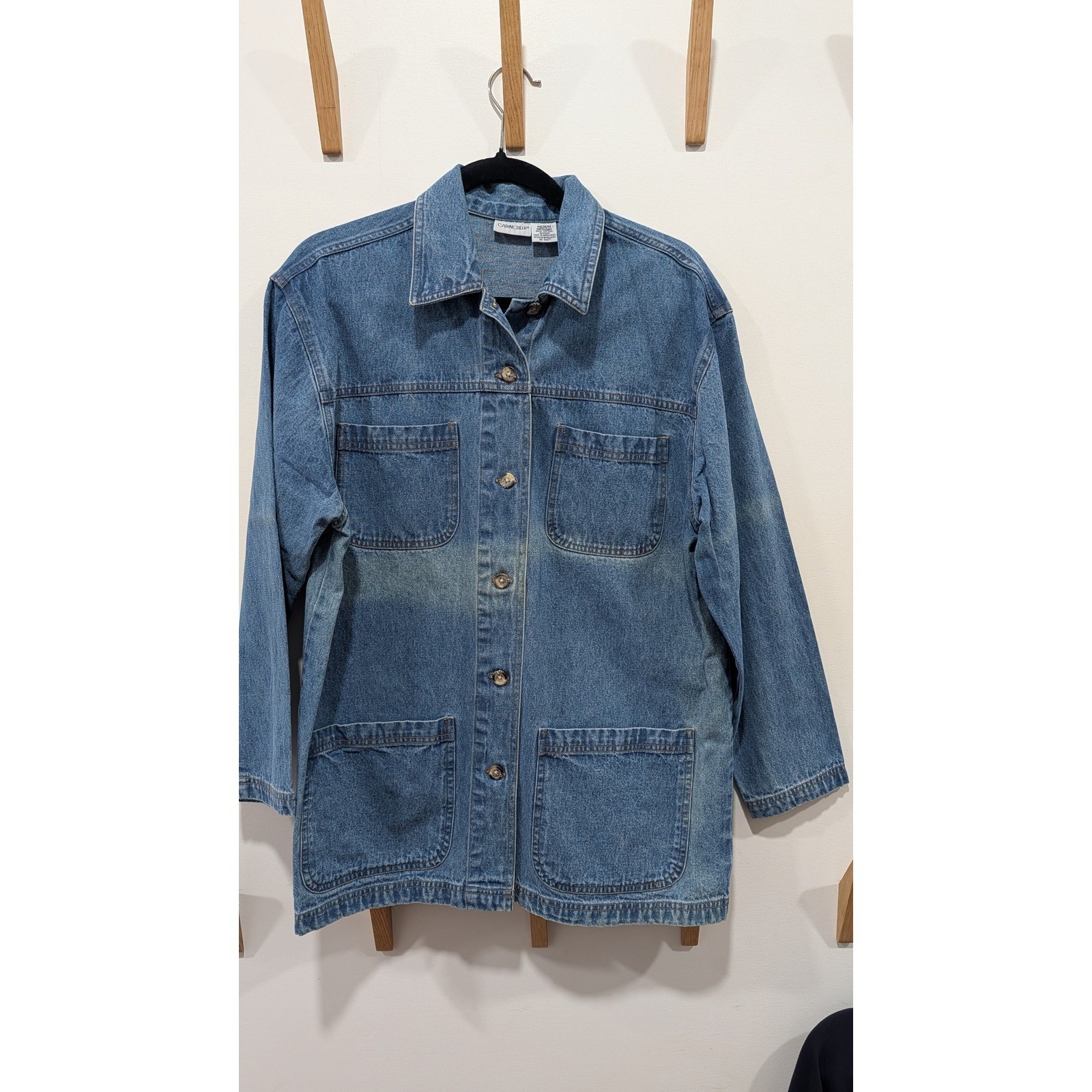 Vintage Cabin Creek Denim Chore Jacket Medium Wash Cotton Button Up Coat Womens
