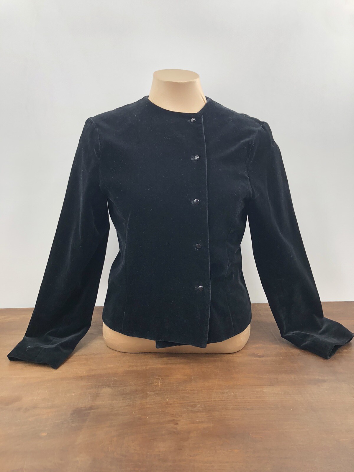 Vintage Carroll Reed Women’s Black Cotton Velvet Blazer Jacket Size Medium