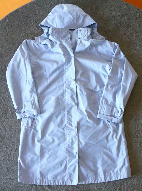Long Raincoat LL Bean Ladies Size XS Dusky Blue Trench Pea Hood Nice GUC KW