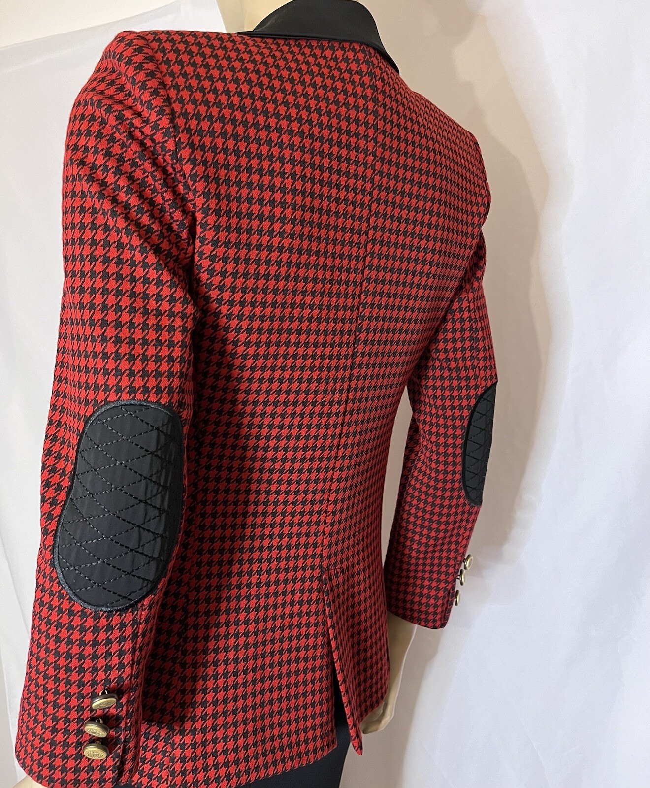 Vintage 80s Miss Miss Red Black Houndstooth Blazer Single Breasted EU 44