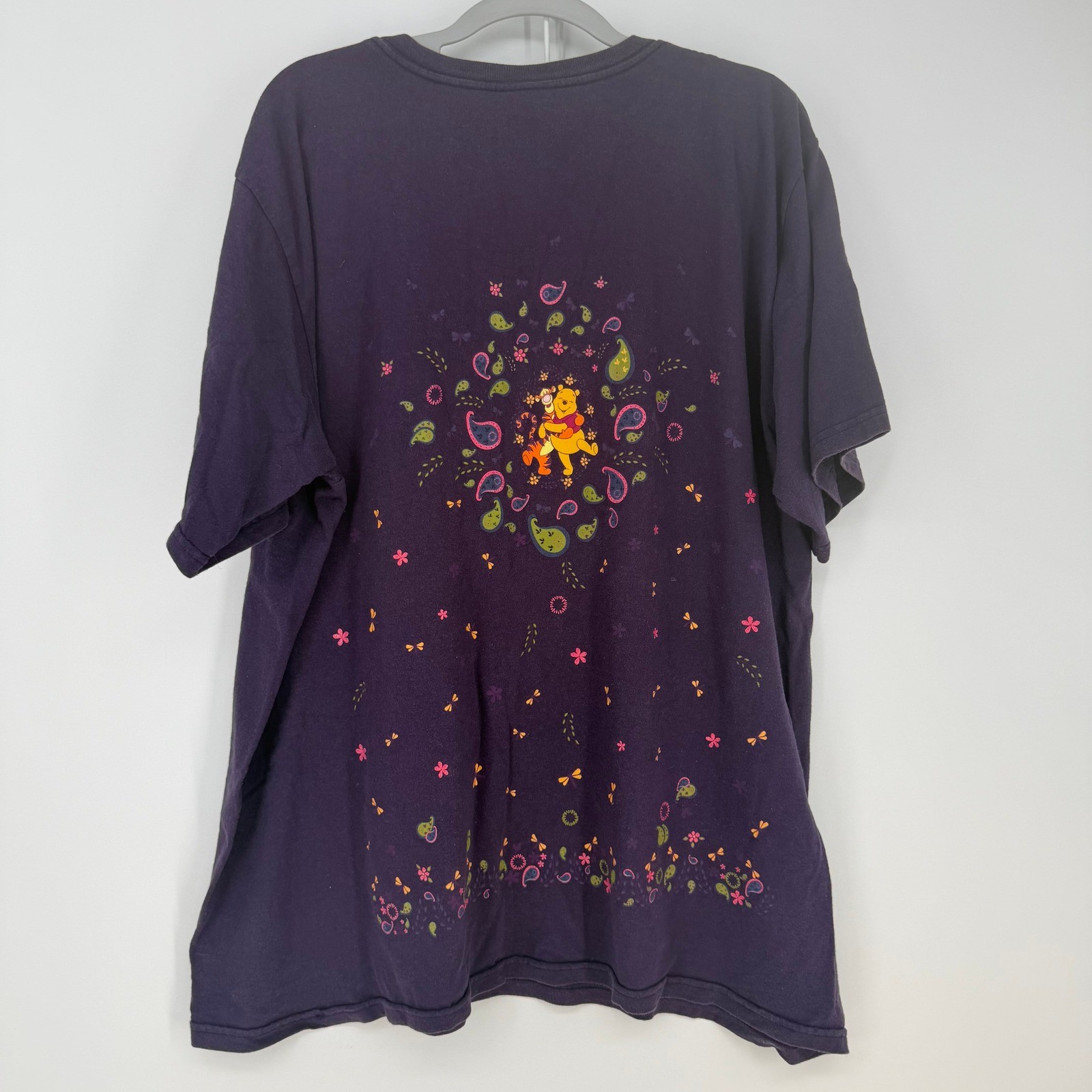Disney Pooh T-Shirt Women 1X Purple Eeyore Tigger Paisley Vintage 90s Kidcore