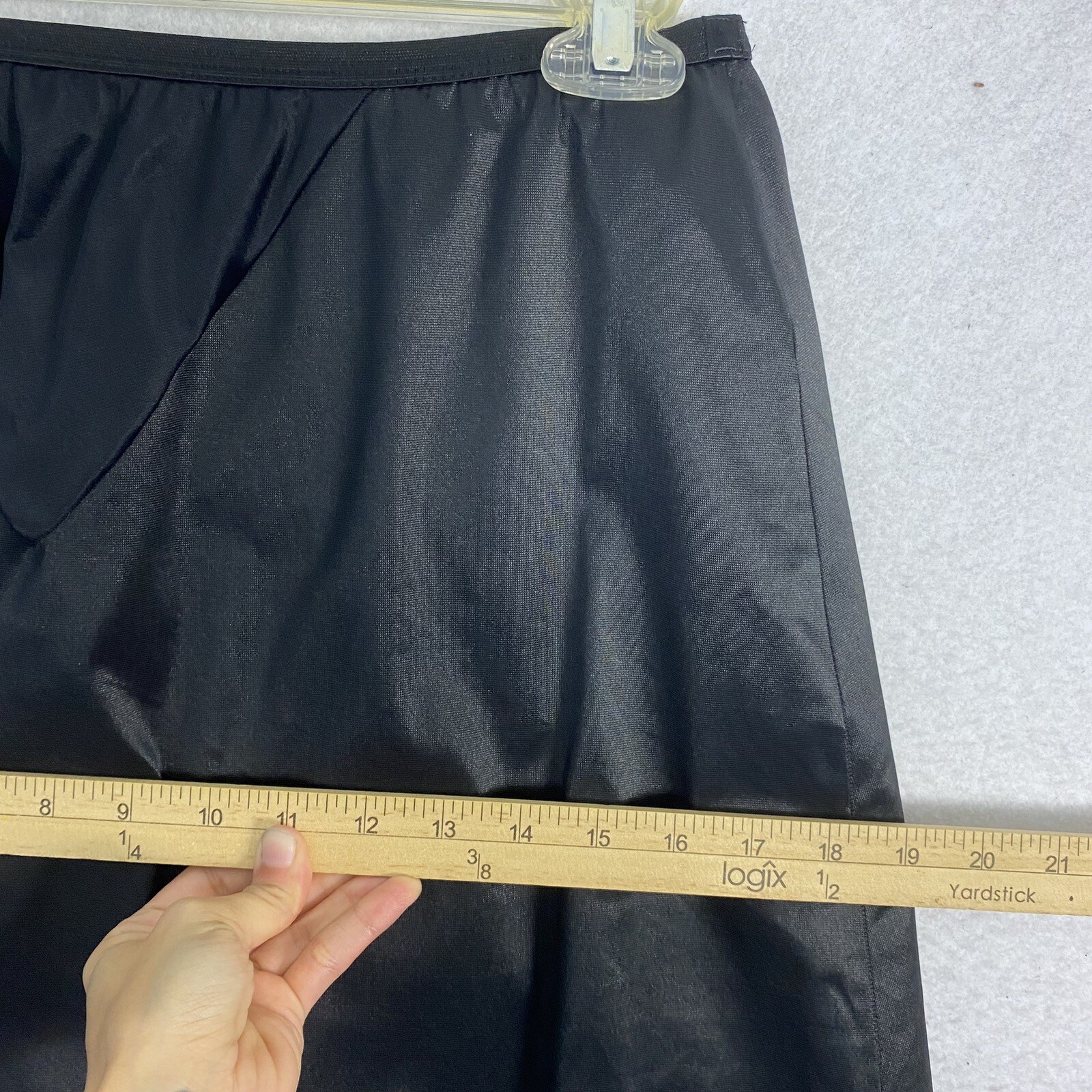VTG HALF SLIP SKIRT L Lingerie Black Antron Nylon USA 28 x 23