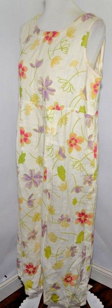 VTG 80’s REAL Comfort Cream Ivory Beige Floral Pattern Dress USA Made Womens 12