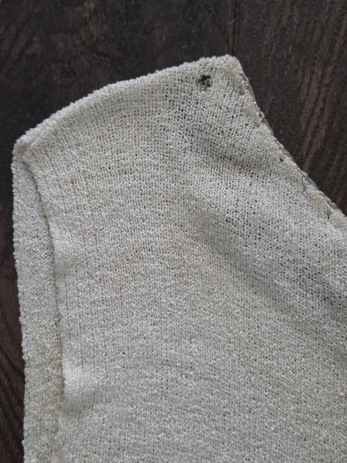 Boepple Creations Silk Knit Top Real Pearl Beaded Neckline Ivory Short Sleeve