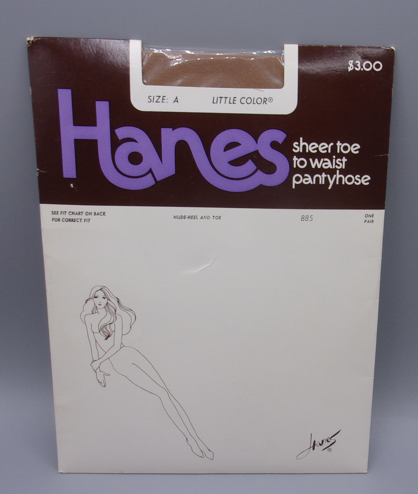 Vintage HANES Nude Heel & Toe PANTYHOSE -Sz A „Little Color” Sheer Toe to Waist
