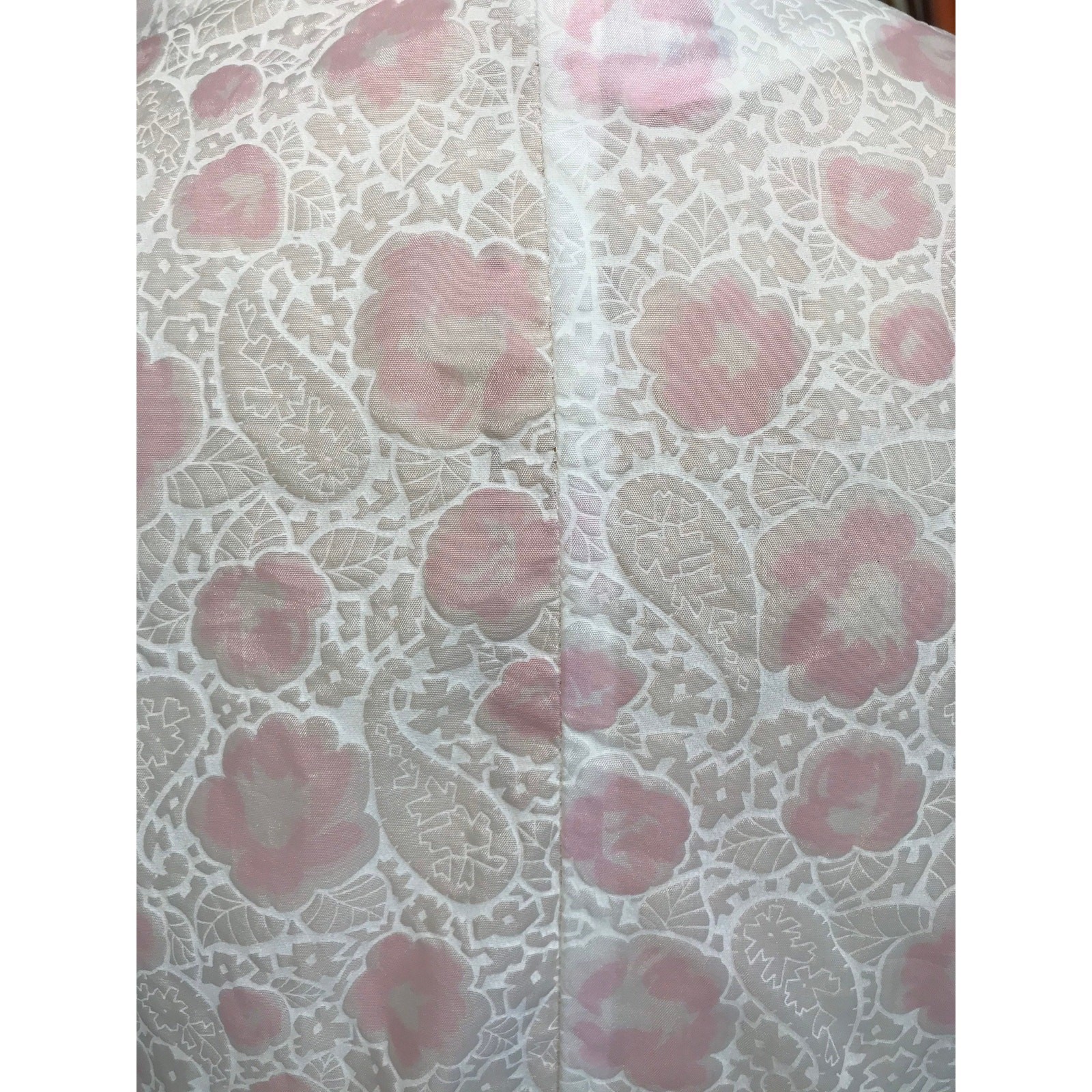 Jane Joyce 1940s Robe Sheer White Paisley Pink Floral Ruffled Dressing Gown