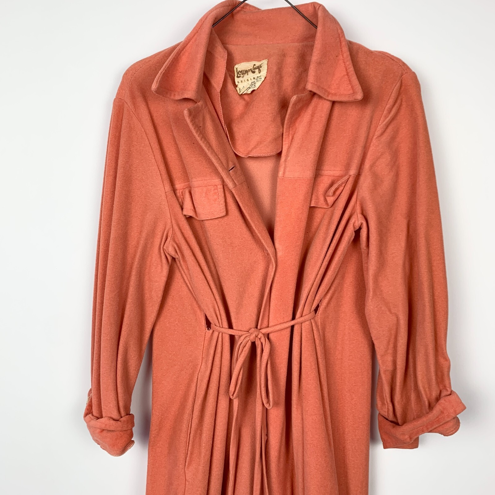 Vintage Lounge Craft Coral Velour Shirt House Dress Size Medium