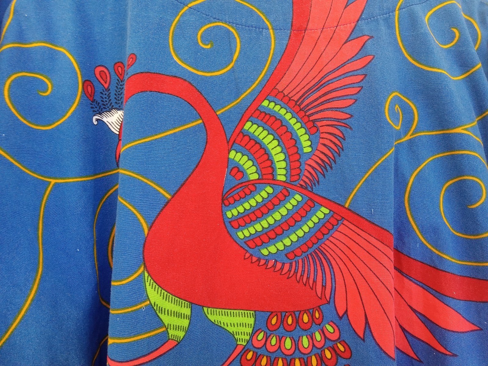 70’s Vibe Kaftan Peacock Multicolor Floral Hippie Boho Dress Mid Maxi