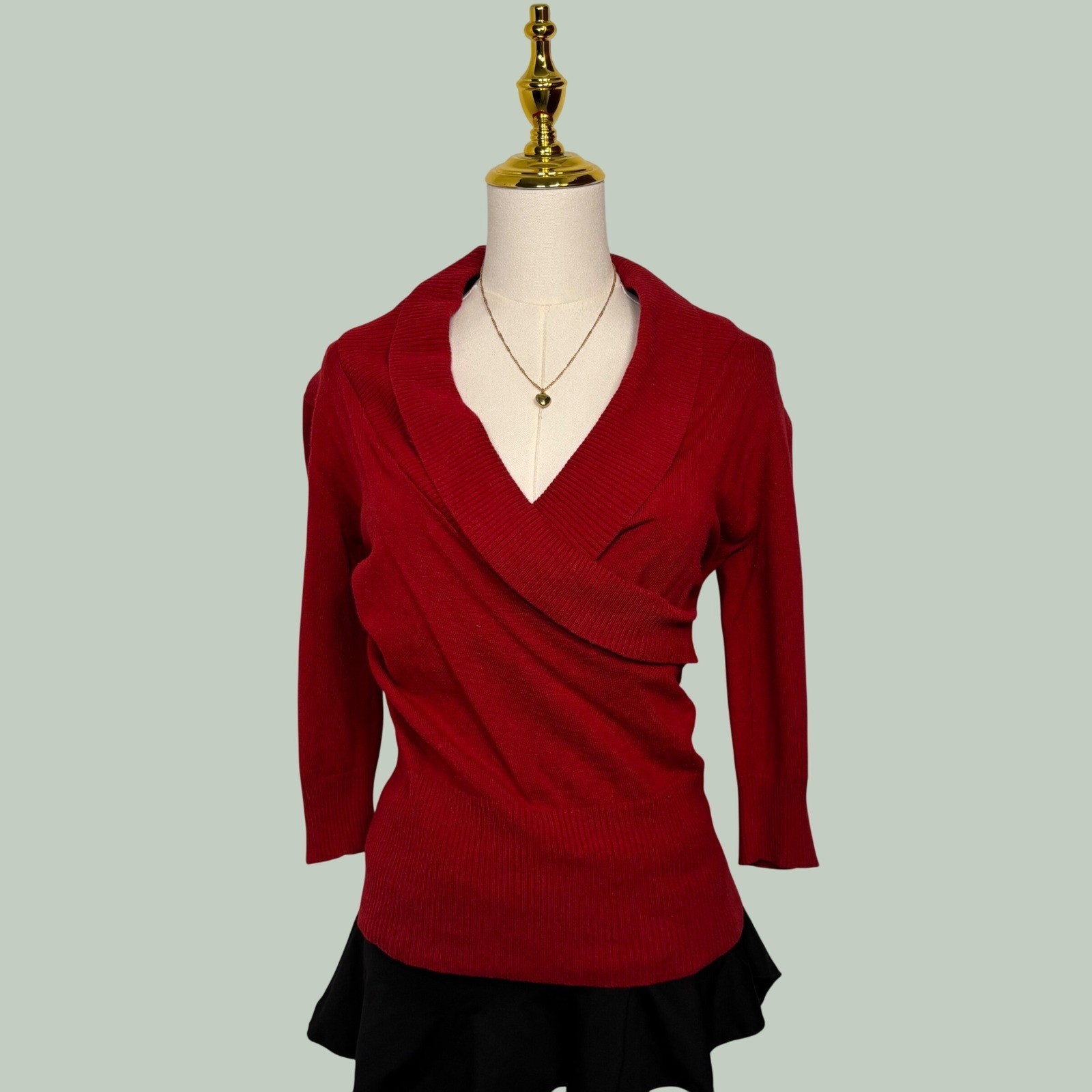 vintage b. wear rib knit red blouse Y2K coquette chic office siren elegant 00s