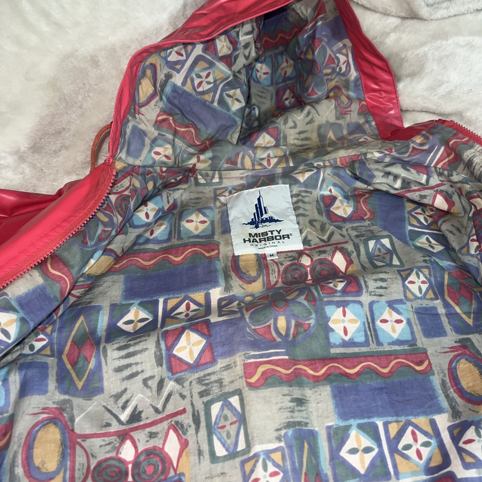Misty Harbor Slicker Hooded Rain Coat Jacket Spring Y2K Princess Pink Lined