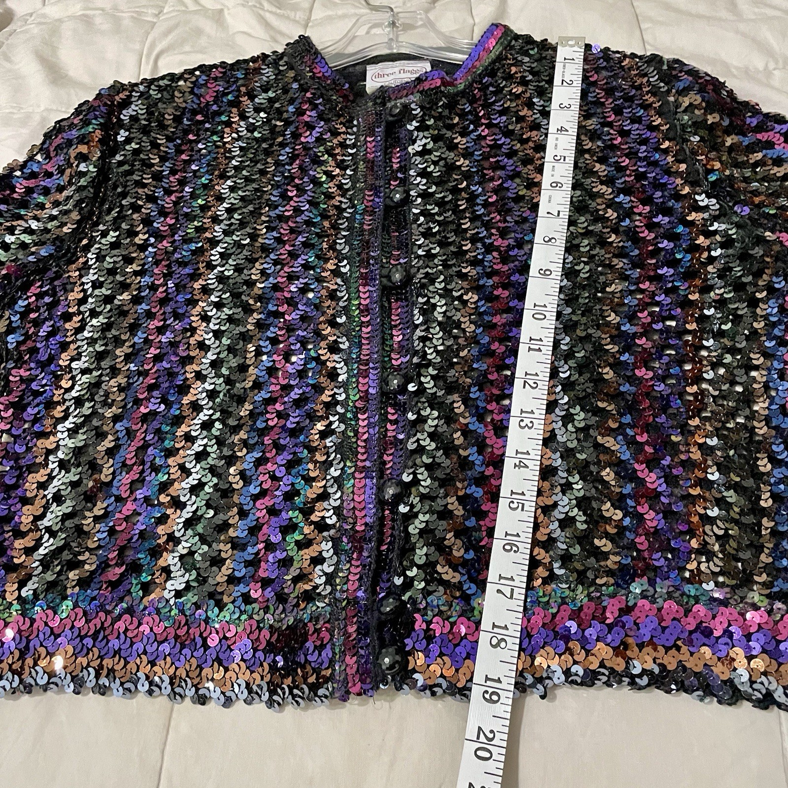 Vintage Three Flaggs Purple Sequined Cardigan Jacket Size See Photos Long Sleeve