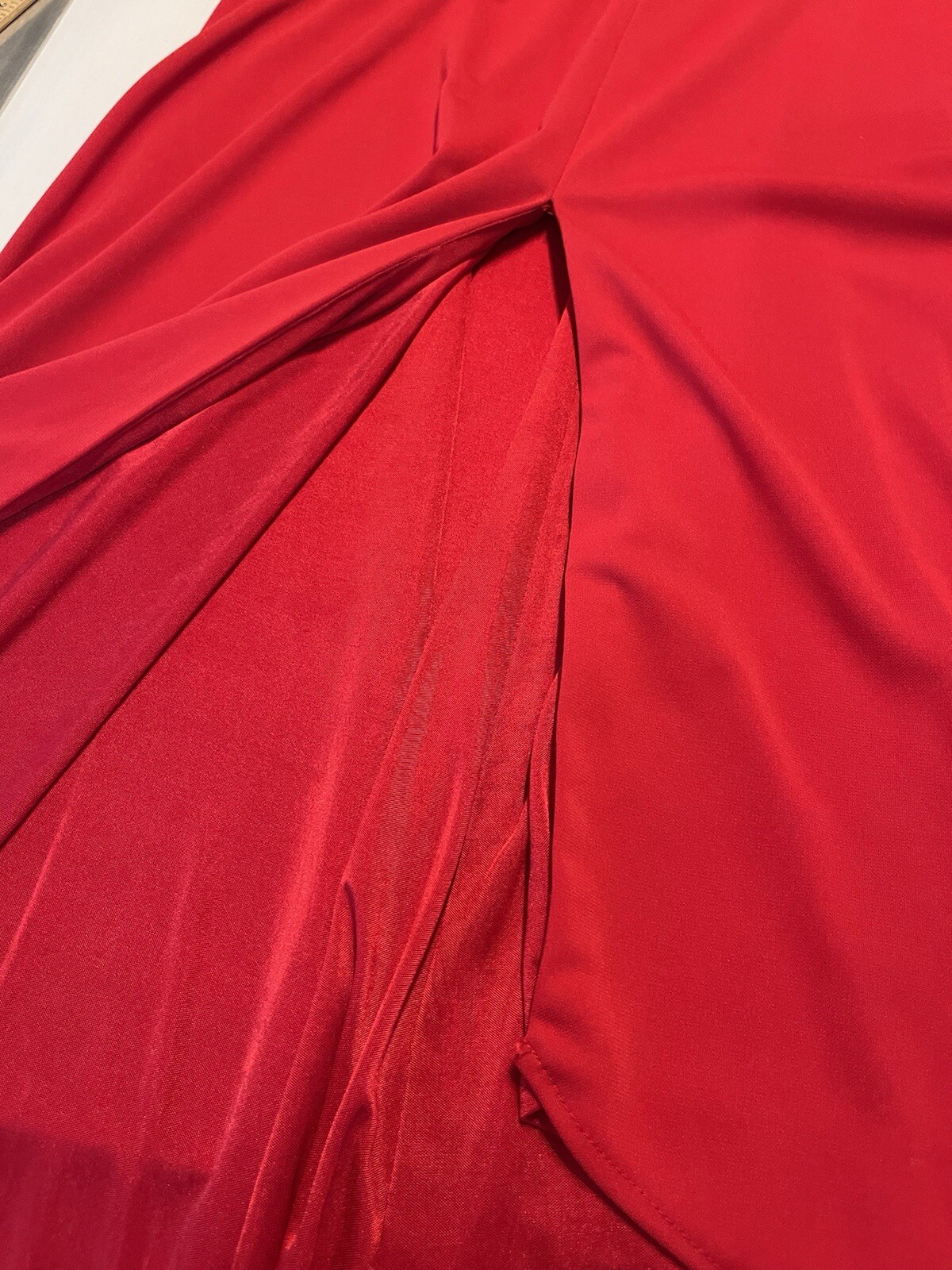 VTG De Laru Y2K Sexy Red Halter Dress Beading Rhinestone Size 8 A Line