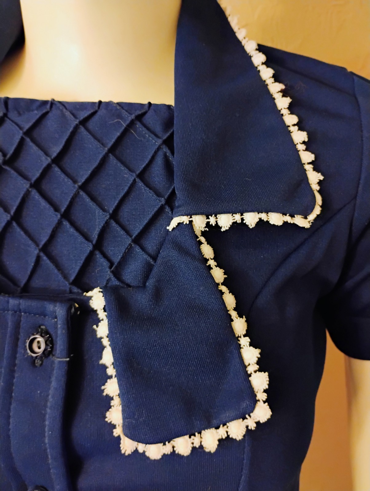 RARE VTG 60’s „Jogina Seasonal Wear” Blue Polyester S/S Top M