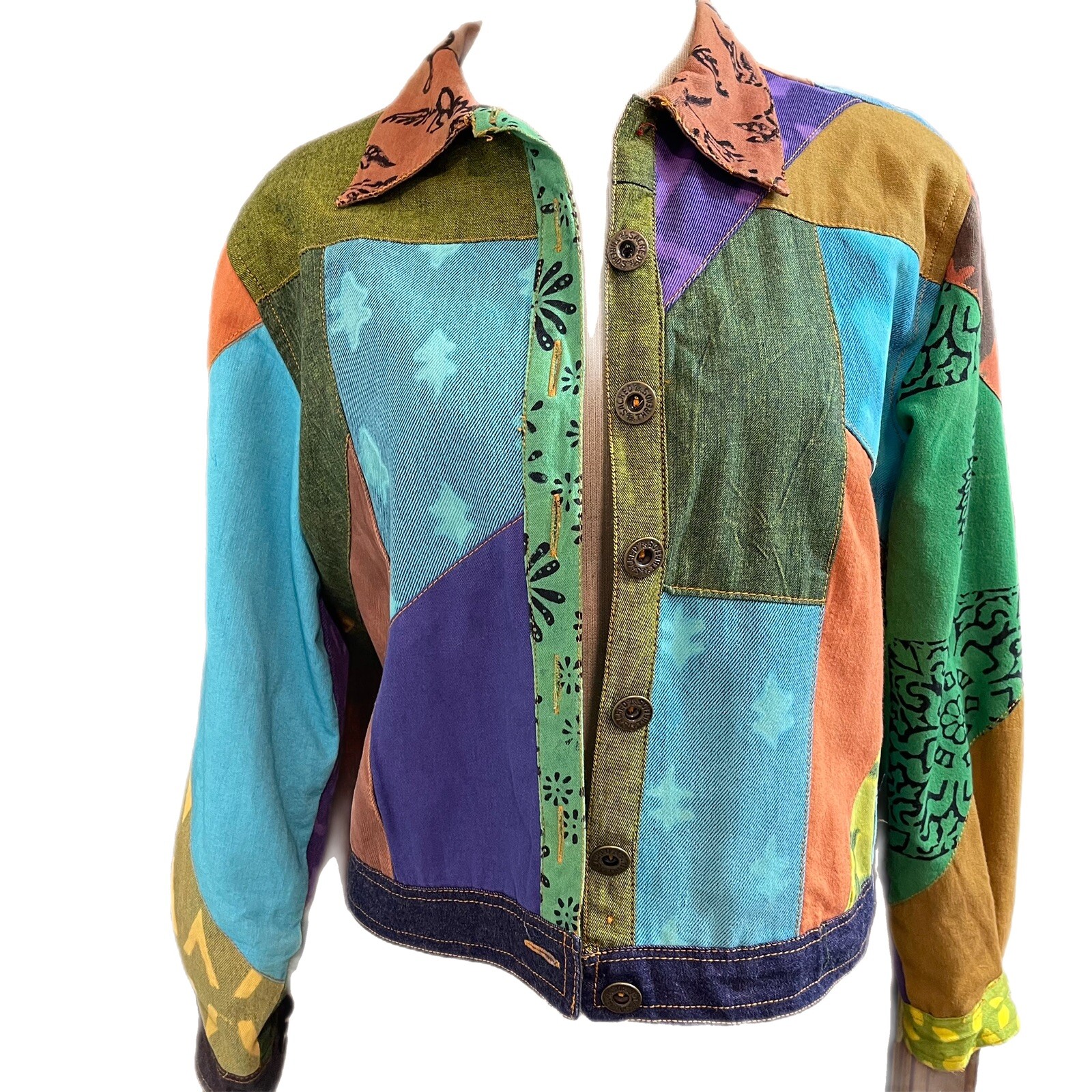 Sacred Threads Women’s Hippie Retro Boho Patcheork Jacket Size Small