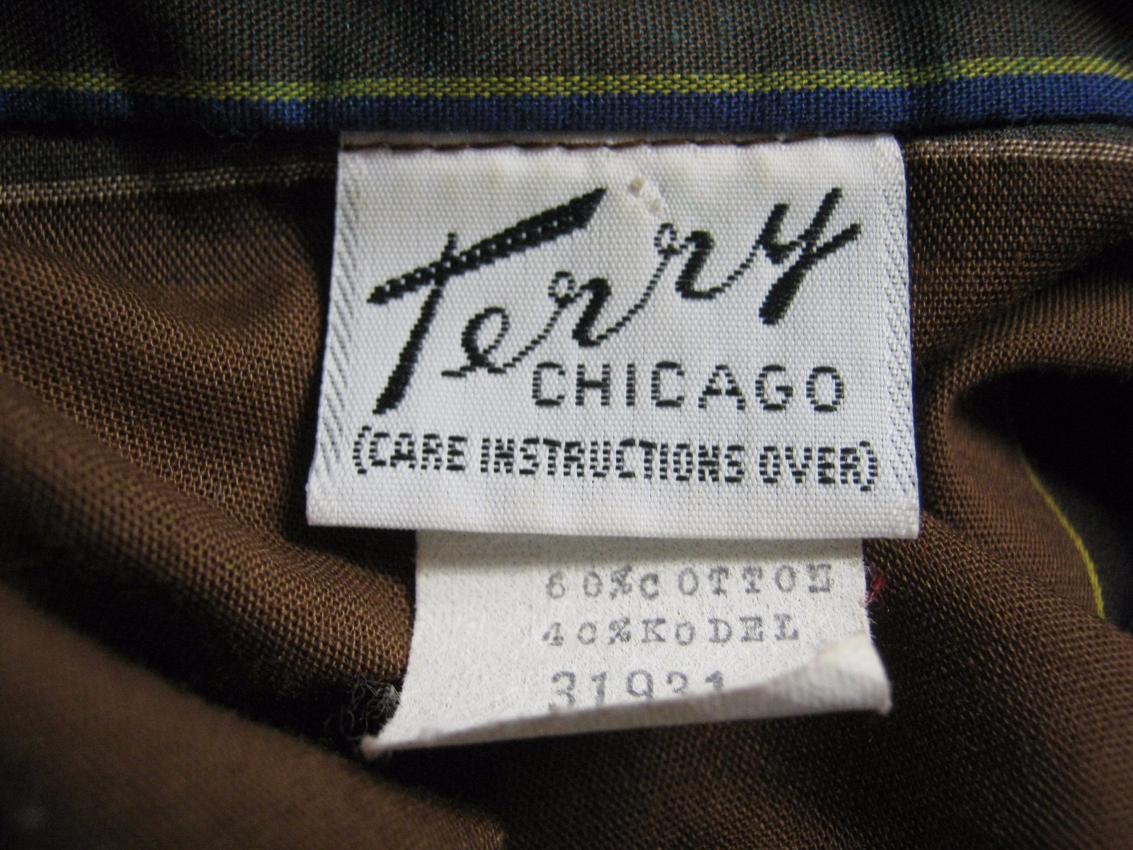 Vintage 60’s Terry Chicago Pull Over Plaid Blouse Size 14
