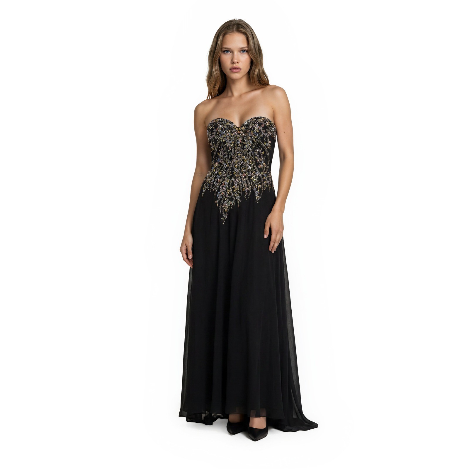 Tony Bowls Le Gala Vintage Ball Gown Women’s Size 2 Black Beaded Evening Dress