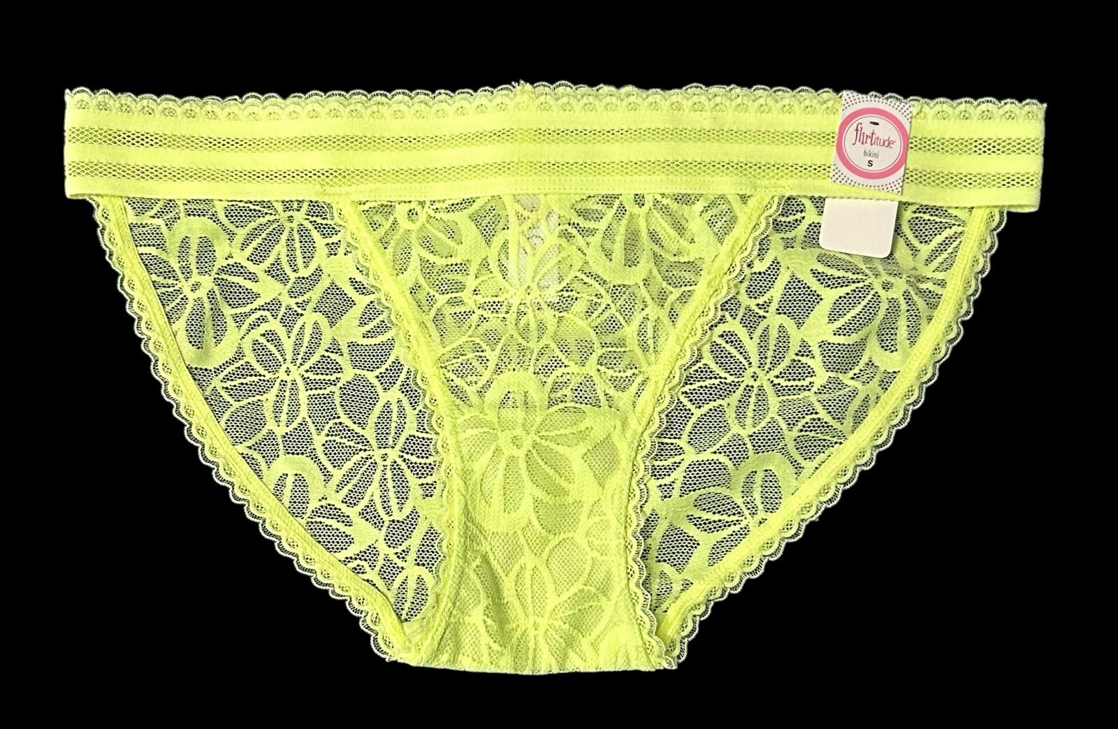 J. C. Penney Flirtitude Banana Appeal Yellow Lace Sheer Nylon Panties S NWT