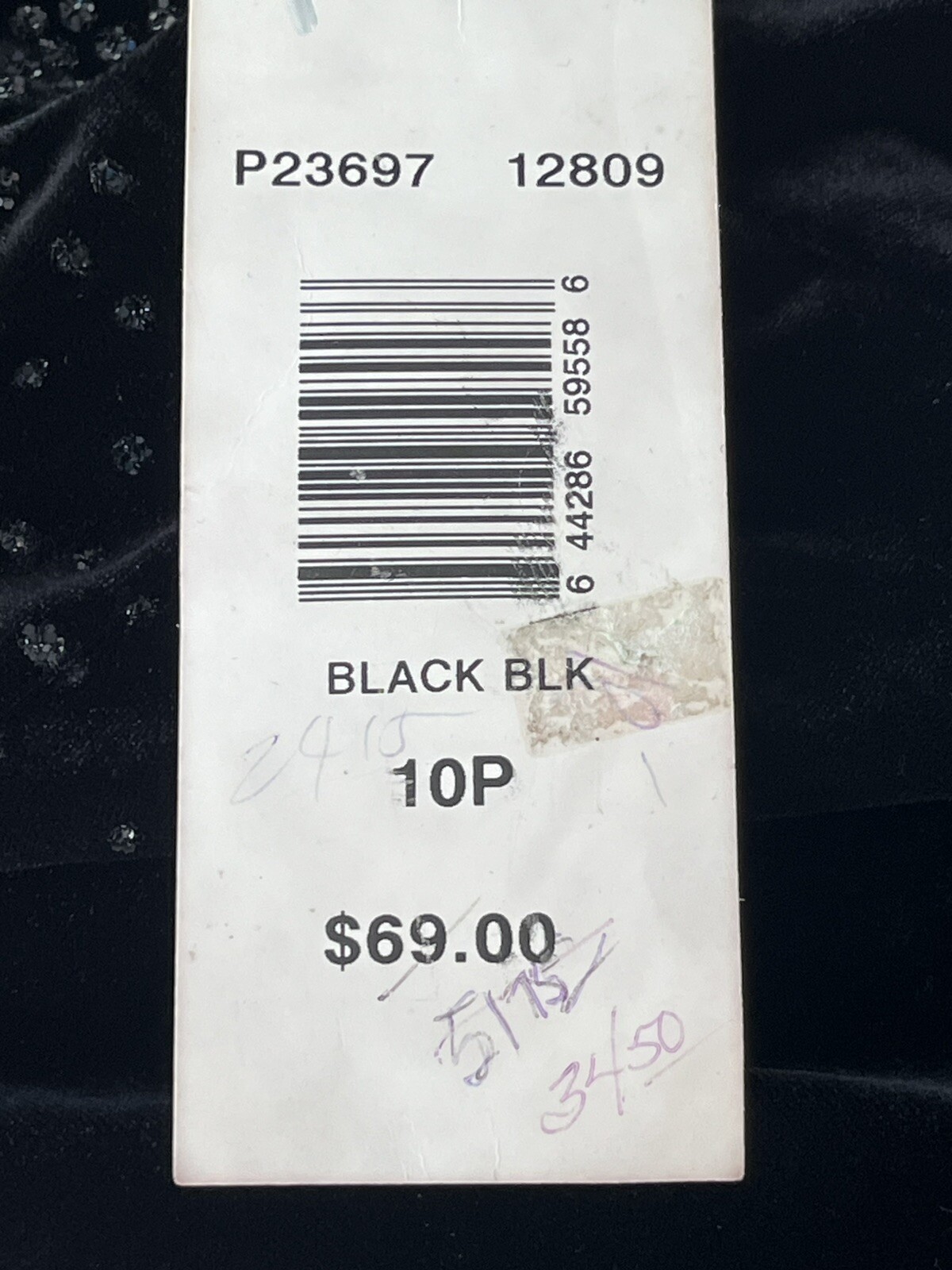 ROBBIE BEE NWT $69 Black Velvet Rhinestones Sleeveless Dress Stretch Size 10P